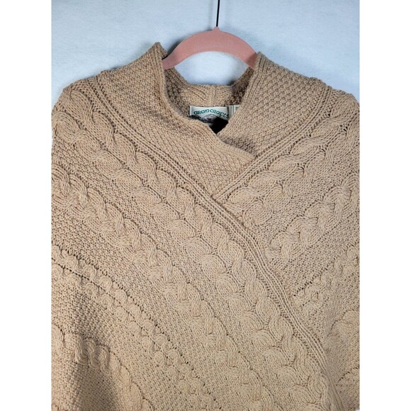 Aran Crafts Poncho Sweater Womens Small Medium Knit 100% Merino Wool Ireland - Picture 2 of 11